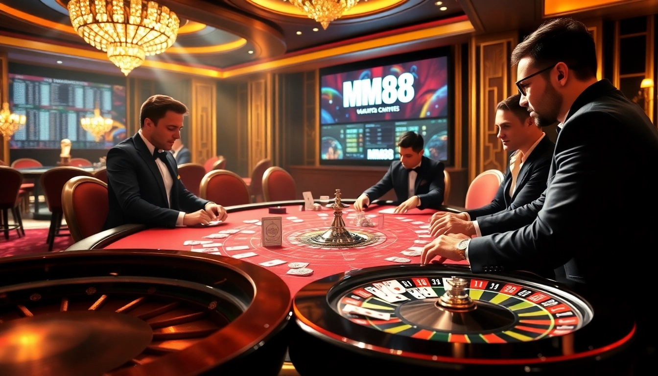 Experience high-stakes poker excitement at MM88 with vibrant chips and elegant cards.